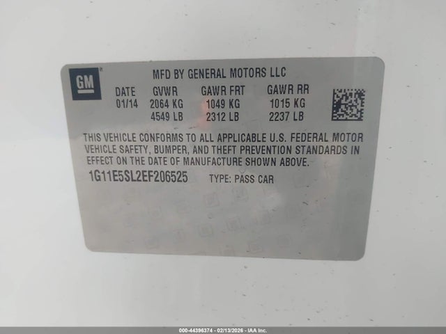 Chevrolet MALIBU 2LT 2014 1G11E5SL2EF206525 Image 9