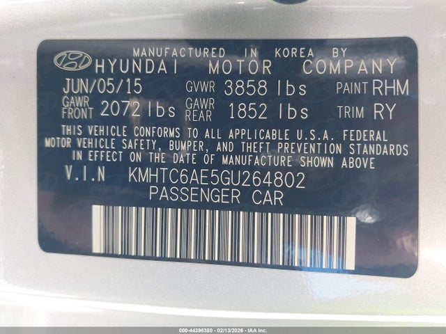 Продаж на аукціоні авто 2016 Hyundai Veloster Turbo, vin: KMHTC6AE5GU264802, номер лоту: 44396380