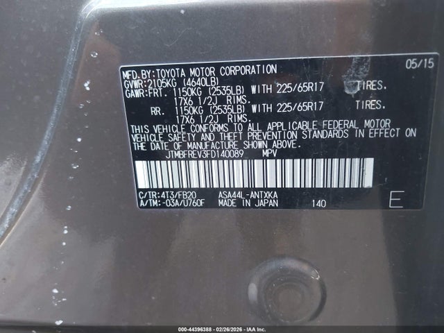 Toyota RAV4 LE 2015 JTMBFREV3FD140089 Image 9