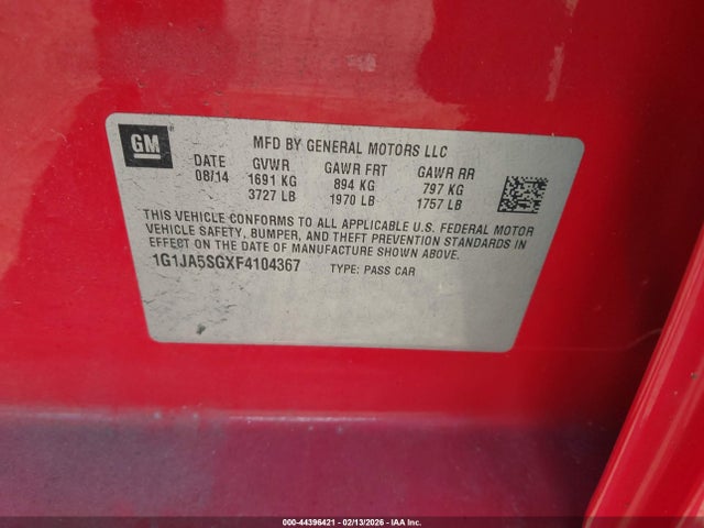 2015 CHEVROLET SONIC 1G1JA5SGXF4104367 Photo 8