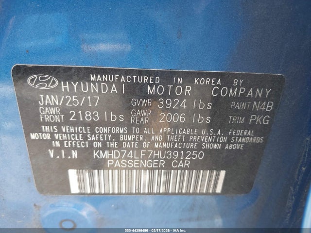 Hyundai ELANTRA SE 2017 KMHD74LF7HU391250 Image 9