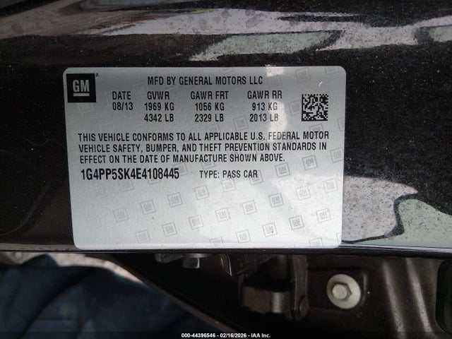 2014 Buick Verano მანქანა იყიდება აუქციონზე, vin: 1G4PP5SK4E4108445, აუქციონის ნომერი: 44396546