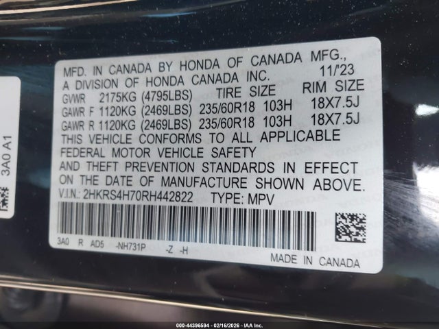 Honda Cr-v Ex-l Awd 2024 2HKRS4H70RH442822 Image 9