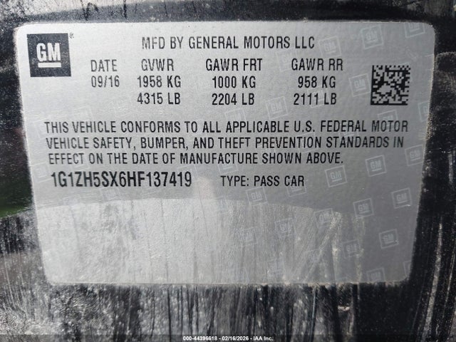 Auction sale of the 2017 Chevrolet Malibu Premier, vin: 1G1ZH5SX6HF137419, lot number: 44396618