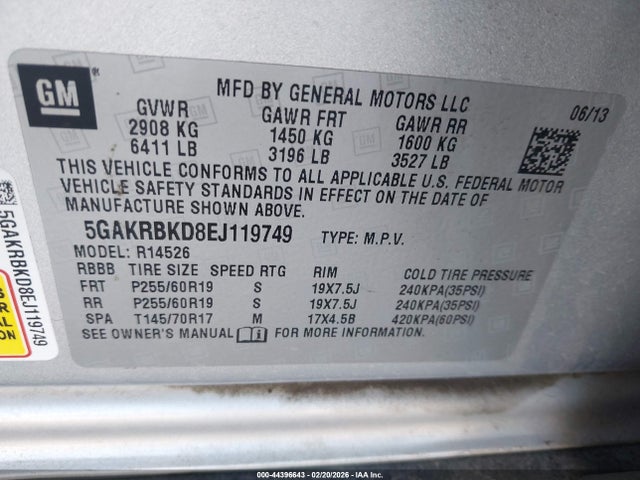 Aukcja sprzedaży 2014 Buick Enclave Leather, vin: 5GAKRBKD8EJ119749, numer aukcji: 44396643