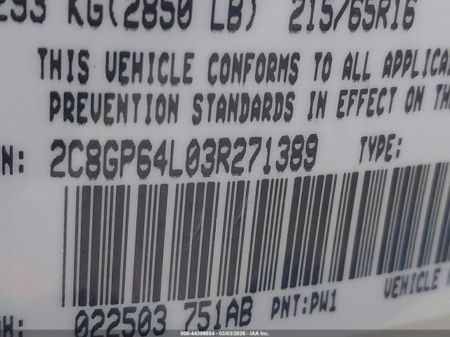 2003 CHRYSLER TOWN & COUNTRY 2C8GP64L03R271389 Photo 8