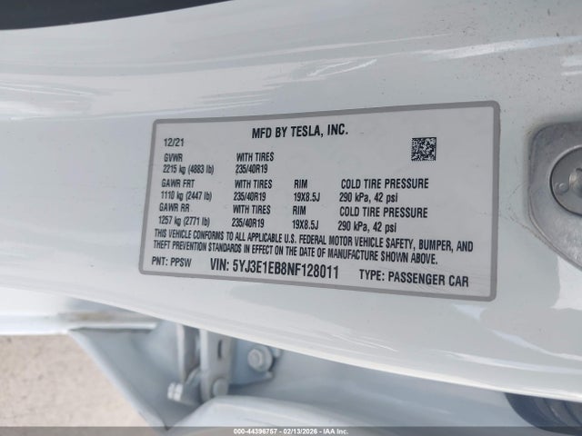 Продажа на аукционе авто 2022 Tesla Model 3 Long Range Dual Motor All-wheel Drive, vin: 5YJ3E1EB8NF128011, номер лота: 44396757