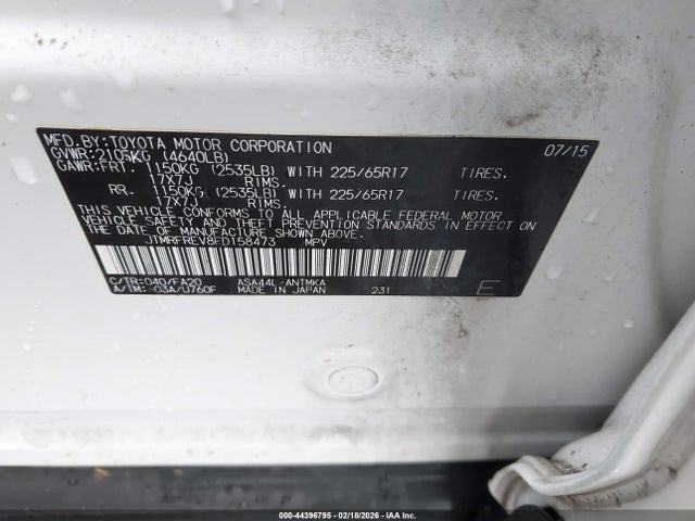 2015 Toyota Rav4 Xle მანქანა იყიდება აუქციონზე, vin: JTMRFREV8FD158473, აუქციონის ნომერი: 44396795