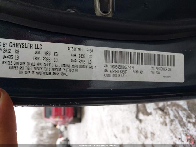 44396803 :رقم المزاد ، 1B3HB48B18D673170 vin ، 2008 Dodge Caliber Sxt مزاد بيع