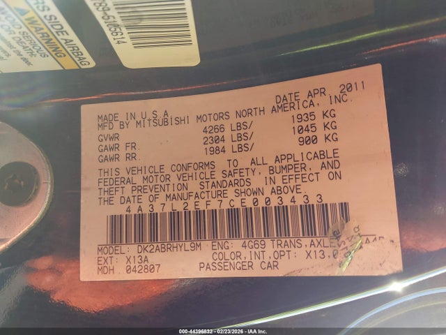 2012 MITSUBISHI ECLIPSE SPYDER 4A37L2EF7CE003433 Photo 8