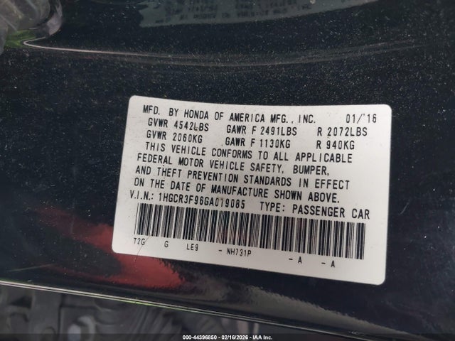 1HGCR3F96GA019085 Honda Accord Touring