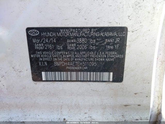 Продаж на аукціоні авто 2014 Hyundai Elantra Limited, vin: 5NPDH4AE7EH511095, номер лоту: 44396875