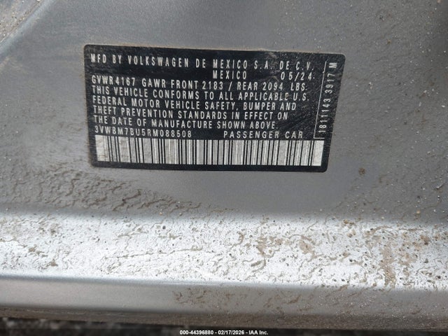 2024 Volkswagen Jetta 1.5t Sport მანქანა იყიდება აუქციონზე, vin: 3VWBM7BU5RM088508, აუქციონის ნომერი: 44396880