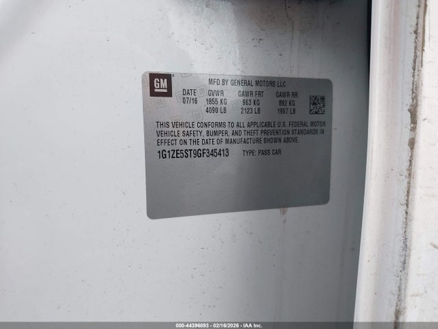 1G1ZE5ST9GF345413 Chevrolet MALIBU 1LT
