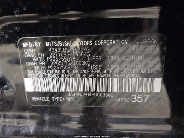 Продаж на аукціоні авто 2024 Mitsubishi Outlander Sport 2.0 Es Awc/2.0 Le Awc/2.0 Ralliart Awc/2.0 S Awc/2.0 Se Awc/2.0 Trail Edition Awc, vin: JA4ARUAU4RU009562, номер лоту: 44396908