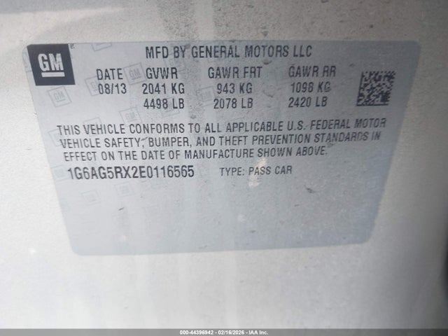 Aukcja sprzedaży 2014 Cadillac Ats Standard, vin: 1G6AG5RX2E0116565, numer aukcji: 44396942