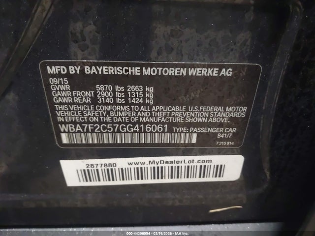 BMW 750i Xdrive 2016 WBA7F2C57GG416061 Image 9