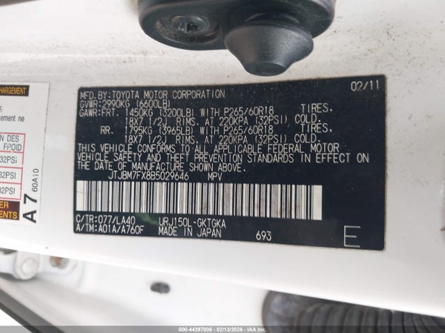 2011 LEXUS GX 460 JTJBM7FX8B5029646 Photo 8