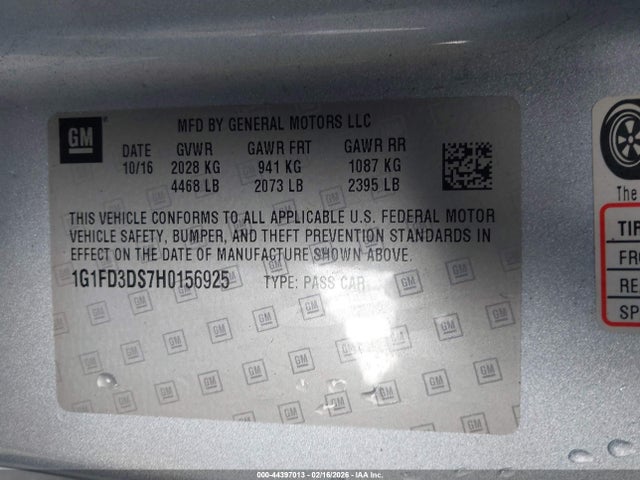 2017 CHEVROLET CAMARO 1G1FD3DS7H0156925 Photo 8