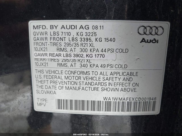2012 AUDI Q7 WA1WMAFEXCD001946 Photo 8