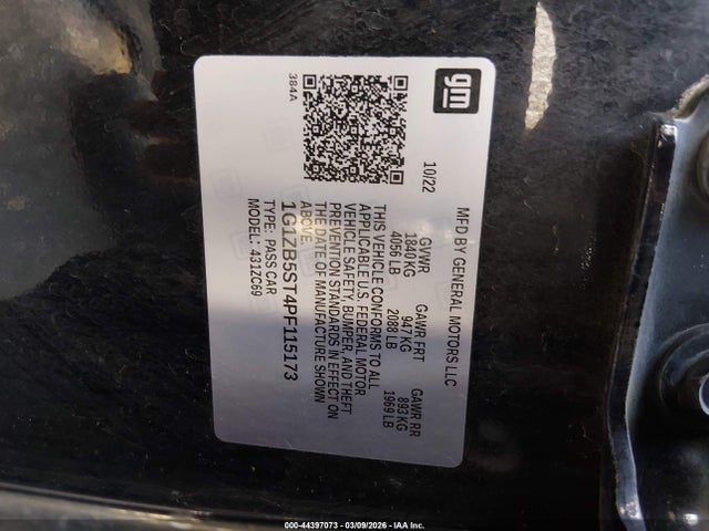 2023 Chevrolet Malibu Fwd Ls მანქანა იყიდება აუქციონზე, vin: 1G1ZB5ST4PF115173, აუქციონის ნომერი: 44397073