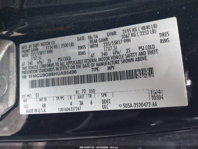 1FMCU9G98HUA95496 Ford ESCAPE SE