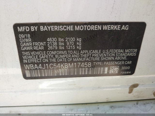 2019 BMW 430I GRAN COUPE WBA4J1C54KBM17458 Photo 8