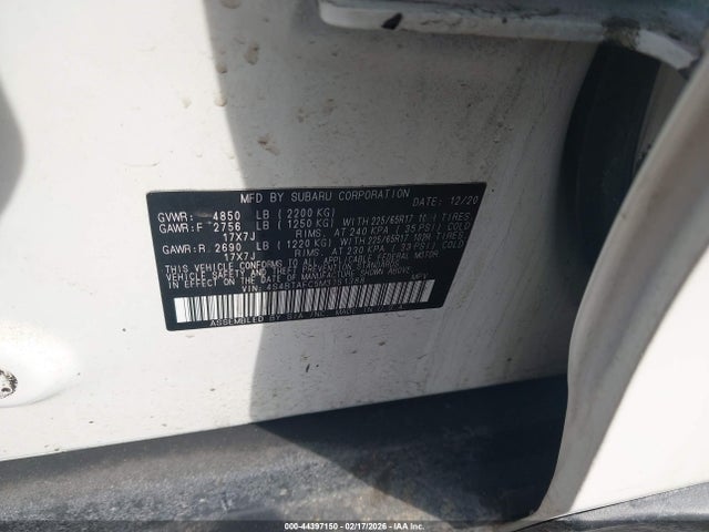 44397150 :رقم المزاد ، 4S4BTAFC5M3151388 vin ، 2021 Subaru Outback Premium مزاد بيع