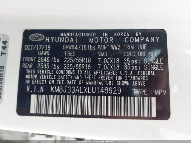 2020 HYUNDAI TUCSON KM8J33ALXLU148929 Photo 8