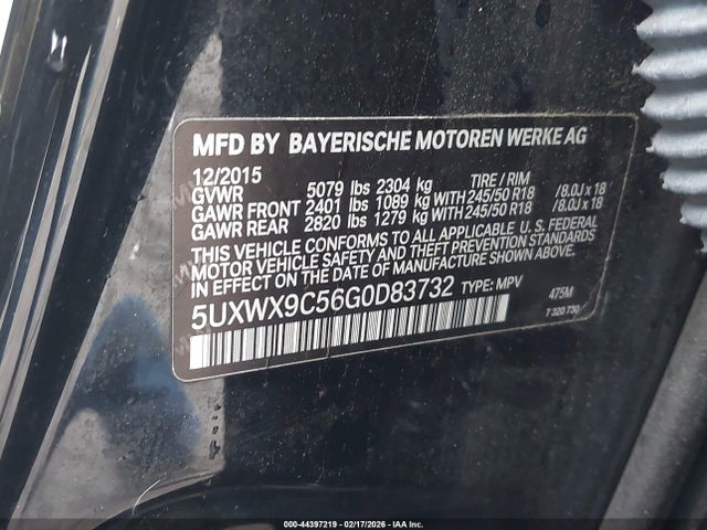 2016 Bmw X3 Xdrive28i მანქანა იყიდება აუქციონზე, vin: 5UXWX9C56G0D83732, აუქციონის ნომერი: 44397219
