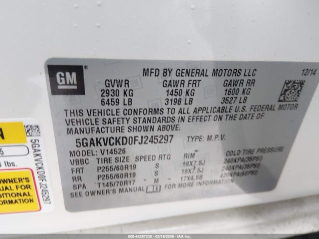 Aukcja sprzedaży 2015 Buick Enclave Premium, vin: 5GAKVCKD0FJ245297, numer aukcji: 44397230