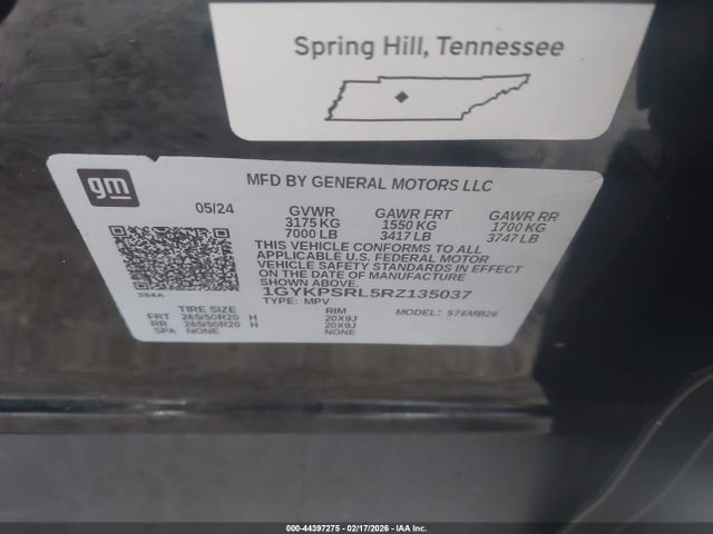 1GYKPSRL5RZ135037 Cadillac Lyriq Luxury W/1se