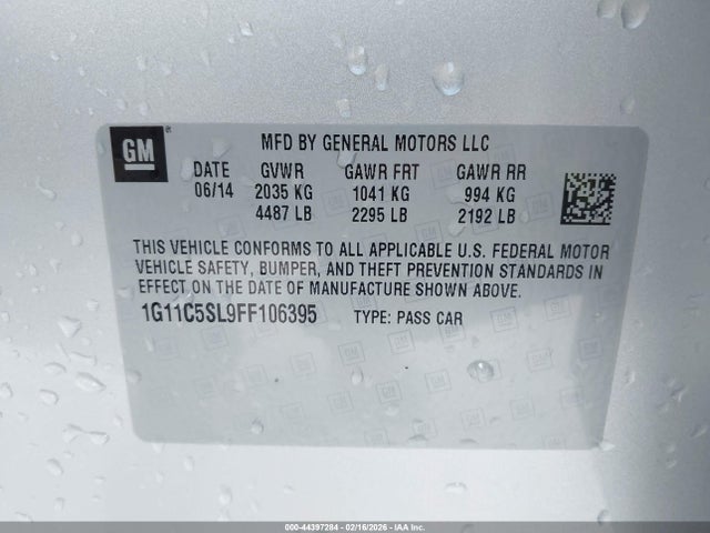Chevrolet MALIBU 1LT 2015 1G11C5SL9FF106395 Image 9