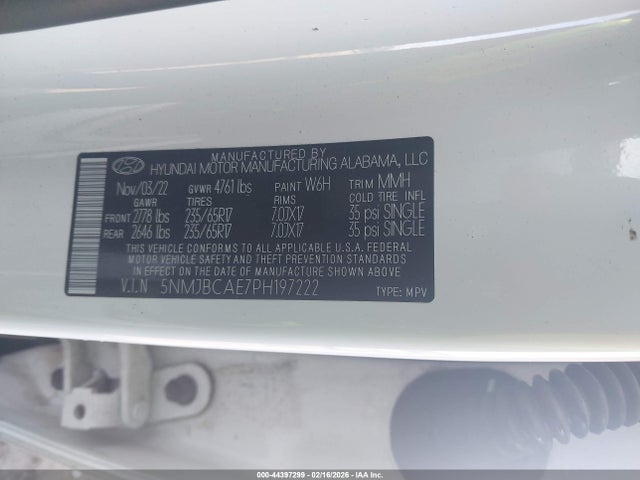 Aukcja sprzedaży 2023 Hyundai Tucson Sel, vin: 5NMJBCAE7PH197222, numer aukcji: 44397299