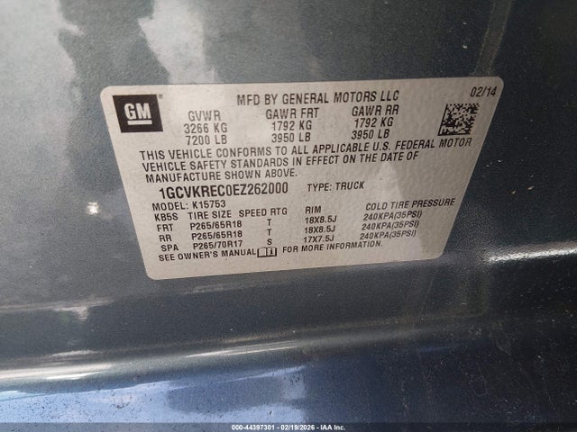 1GCVKREC0EZ262000 Chevrolet Silverado 1500 1lt