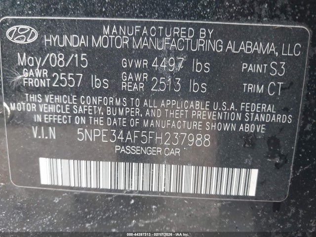 5NPE34AF5FH237988 Hyundai Sonata Limited