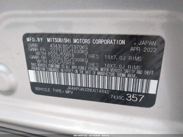 2022 MITSUBISHI OUTLANDER SPORT JA4APUAU2NU014842 Photo 8