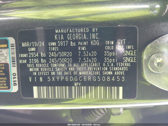 Продаж на аукціоні авто 2024 Kia Telluride S, vin: 5XYP6DGC6RG508453, номер лоту: 44397329