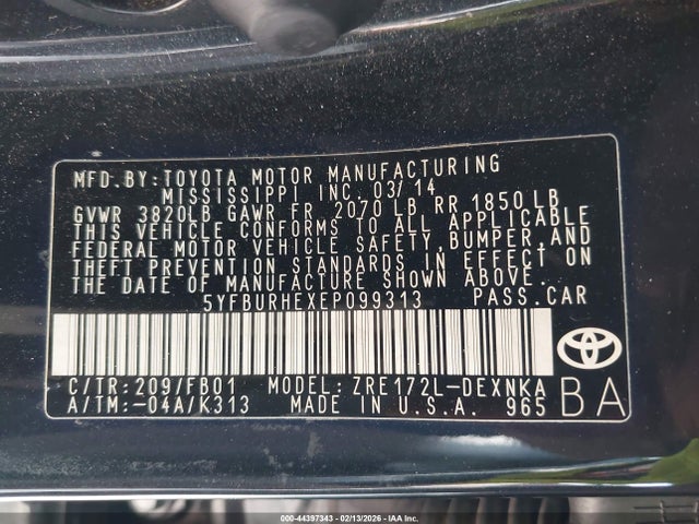 Toyota COROLLA LE 2014 5YFBURHEXEP099313 Image 9