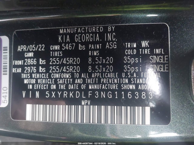 2022 KIA SORENTO 5XYRKDLF3NG116383 Photo 8