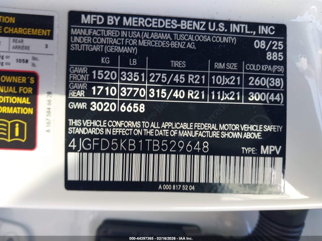 44397365 :رقم المزاد ، 4JGFD5KB1TB529648 vin ، 2026 Mercedes-benz Gle 450 Coupe 4matic مزاد بيع