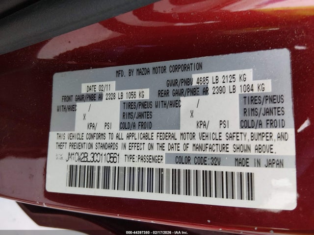 Aukcja sprzedaży 2012 Mazda Mazda5 Sport, vin: JM1CW2BL3C0110561, numer aukcji: 44397380