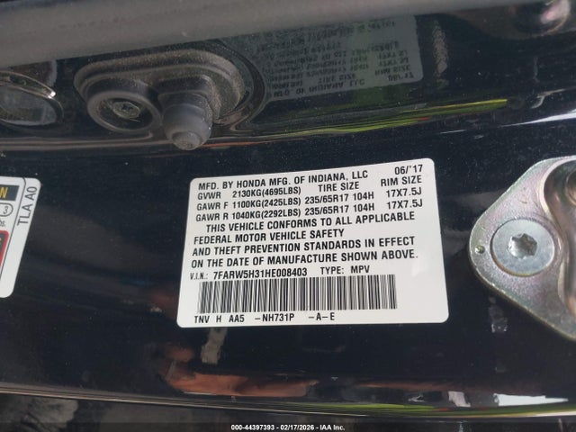 Honda CR-V LX 2017 7FARW5H31HE008403 Image 9