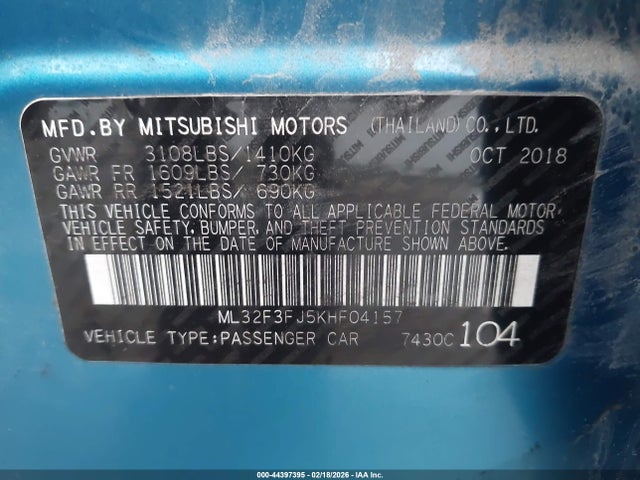 2019 MITSUBISHI MIRAGE G4 ML32F3FJ5KHF04157 Photo 8