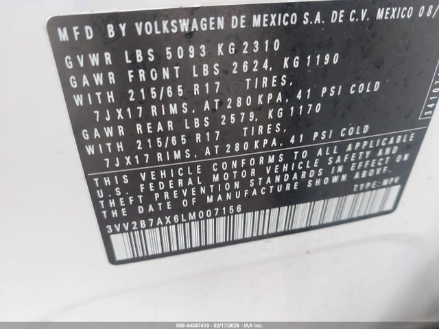 2020 VOLKSWAGEN TIGUAN 3VV2B7AX6LM007156 Photo 8