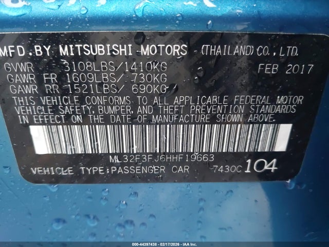 2017 MITSUBISHI MIRAGE G4 ML32F3FJ6HHF19663 Photo 8