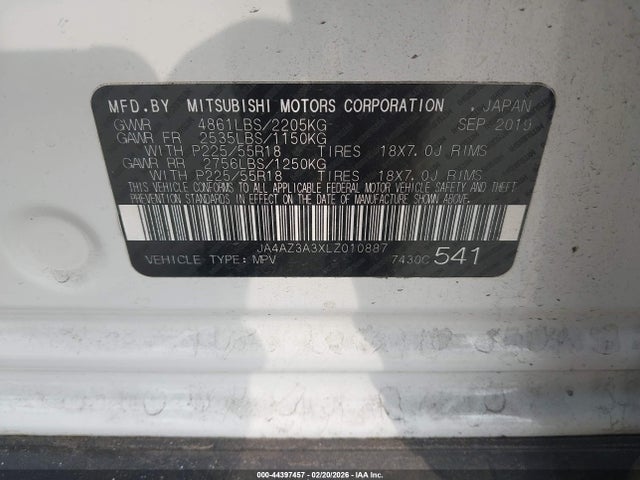 2020 Mitsubishi Outlander Se 2.4 S-awc მანქანა იყიდება აუქციონზე, vin: JA4AZ3A3XLZ010887, აუქციონის ნომერი: 44397457