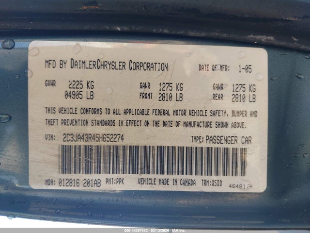 Aukcja sprzedaży 2005 Chrysler 300, vin: 2C3JA43R45H652274, numer aukcji: 44397482