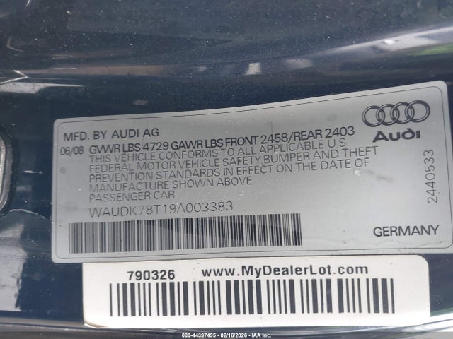 2009 AUDI A5 WAUDK78T19A003383 Photo 8