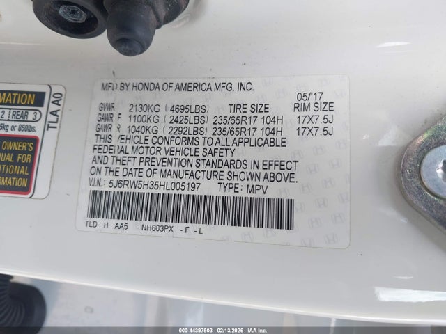5J6RW5H35HL005197 Honda CR-V LX